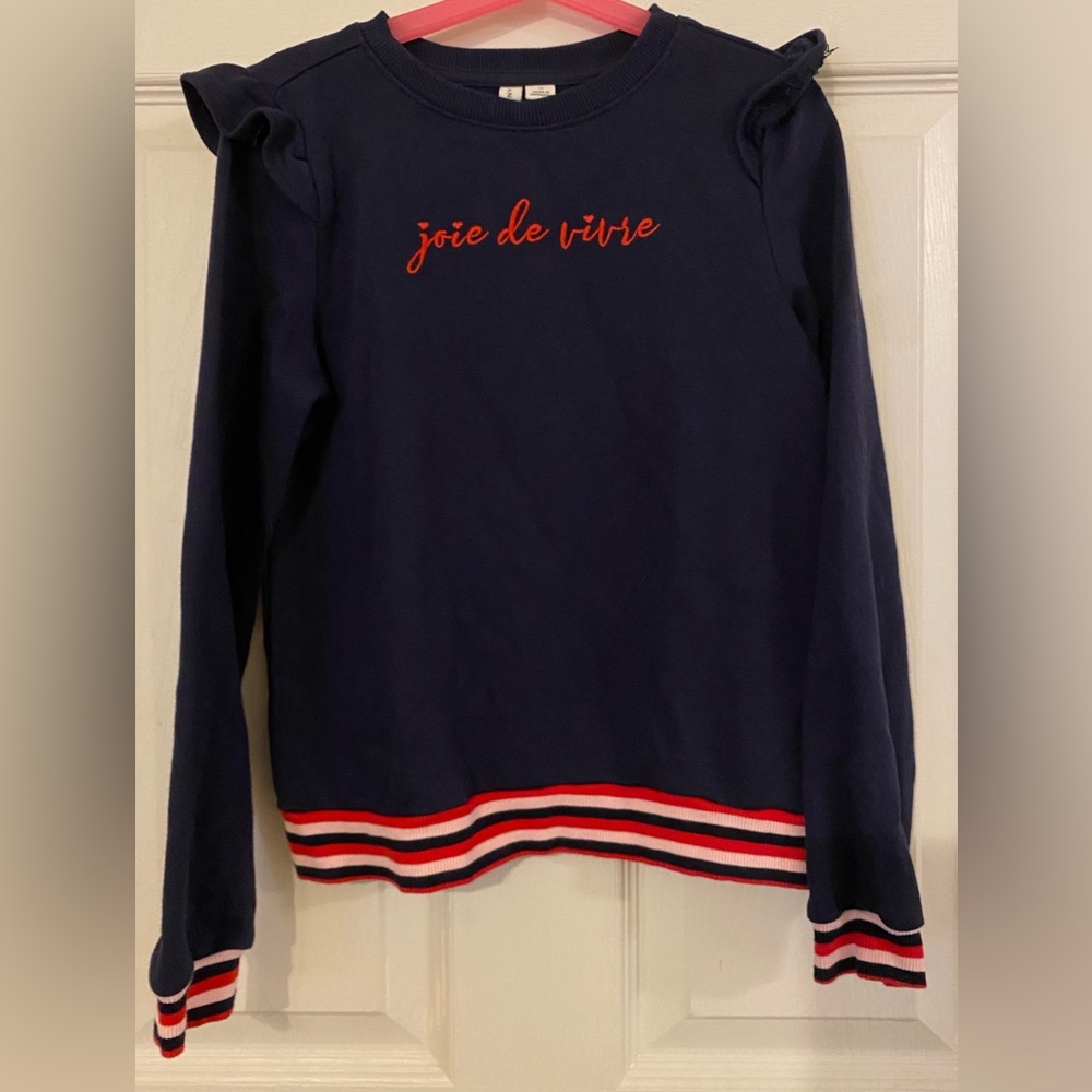 Janie and Jack Embroidered “joie de vivre” Sweatshirt 
Girl’s Size 12